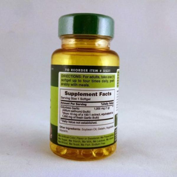 Puritan&#039;s Pride Odorless Garlic 1000 mg 100 softgels dietary supplement herb #2 image