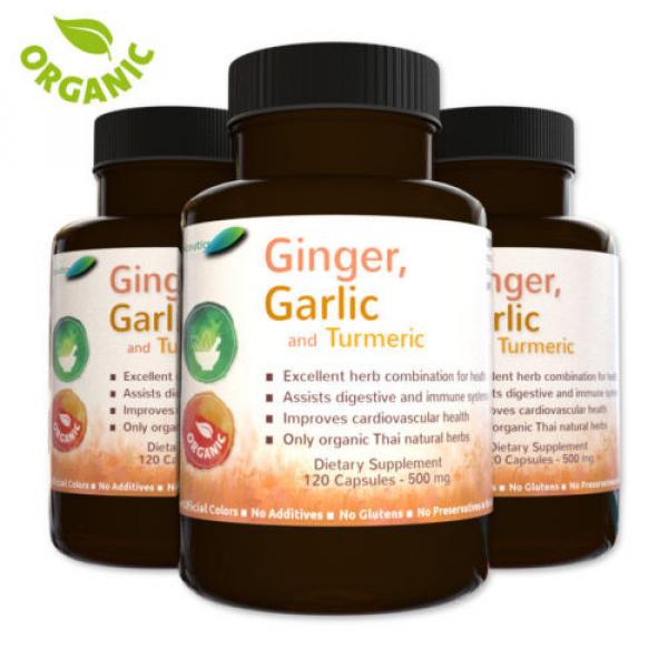 360 Ginger, Garlic &amp; Turmeric Capsules - Circulatory Help, Antioxidant, 500 Mgs #1 image