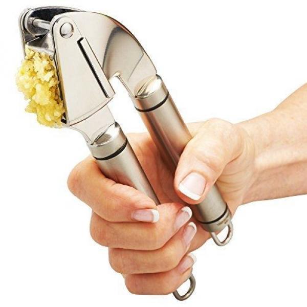 Qlty First Stainless Steel Professional Garlic Press, Crusher Complete Bundle - #1 image