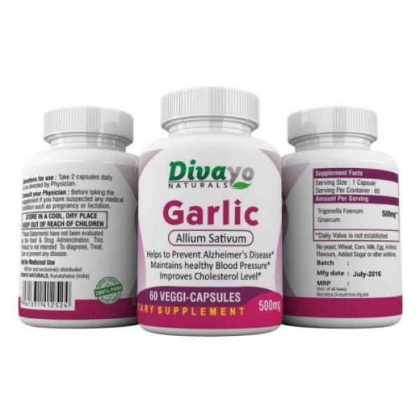 60 Veggie Dietary Supplement Garlic 500 mg Capsules Free WorldWide Shipping #3 image