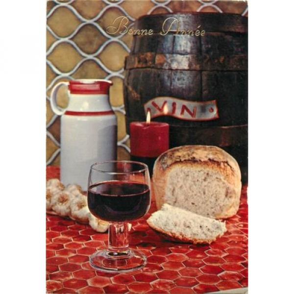Food topical postcard wine bread garlic New Year greetings #1 image