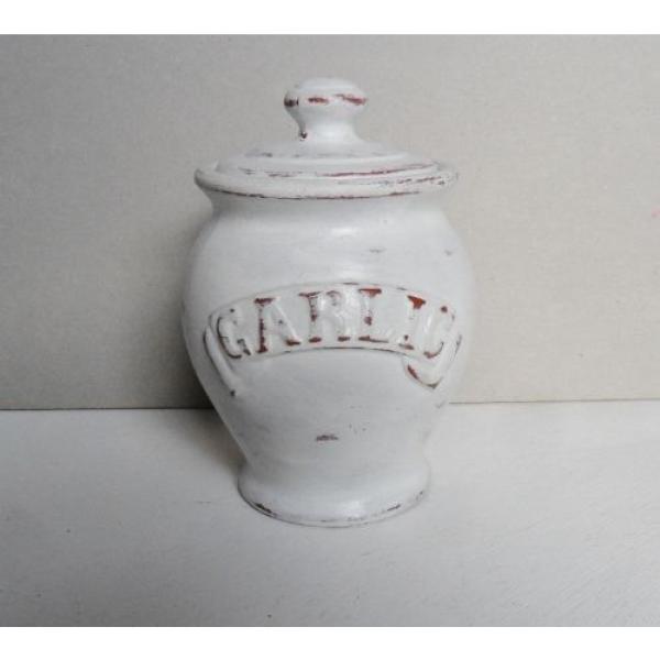 Garlic Pot Jar Terracotta Hand Painted Distressed Chalk Paint Rustic Kitchen #1 image