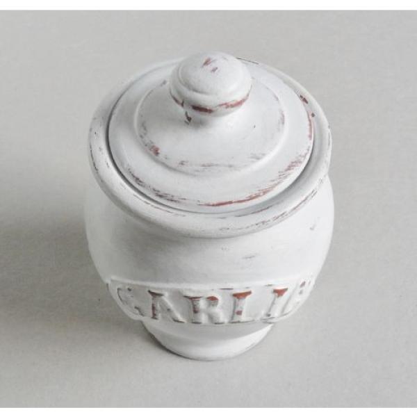 Garlic Pot Jar Terracotta Hand Painted Distressed Chalk Paint Rustic Kitchen #3 image