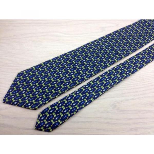Novelty Tie Zadi Green Garlic &amp; Shovel Gardening on Blue Silk Men Necktie 45 #2 image