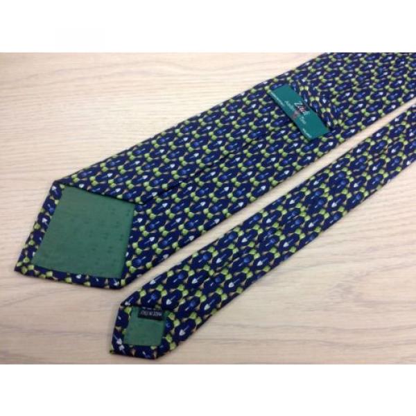 Novelty Tie Zadi Green Garlic &amp; Shovel Gardening on Blue Silk Men Necktie 45 #3 image