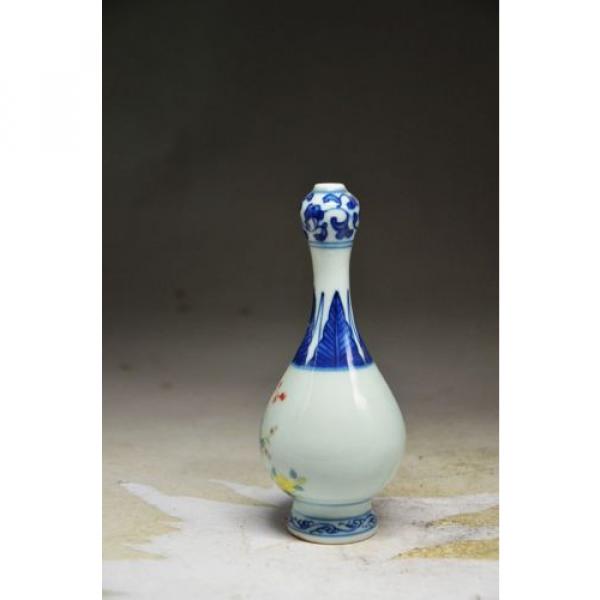 Sublime Chinese blue and white porcelain hand painting people garlic shape vase #5 image