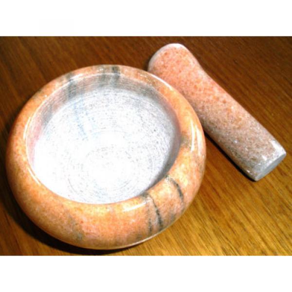 MORTAR AND PESTLE SET EARTH SOLID Marble Small Herbs Spices Garlic Chili #2 image