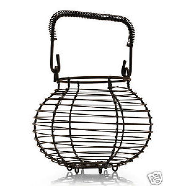 Kilo Rustic Retro Garlic Egg Basket Carrier Store Brown Wire Round BA98 #1 image