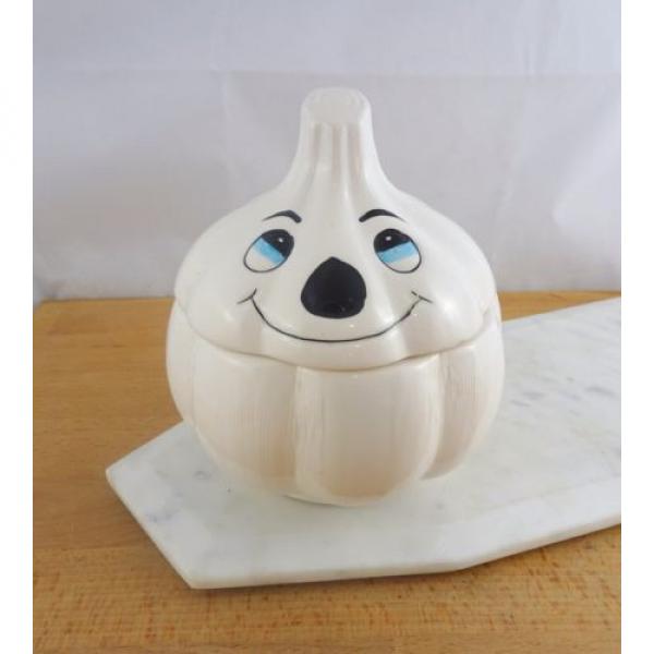 Cute Vintage Anthropomorphic Ceramic Garlic Keeper Storage Container with Lid #1 image