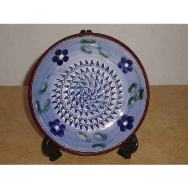 Vintage 1980 Rupi Spain Blue Floral GARLIC GRATER Ceramica Andaluza #1 image