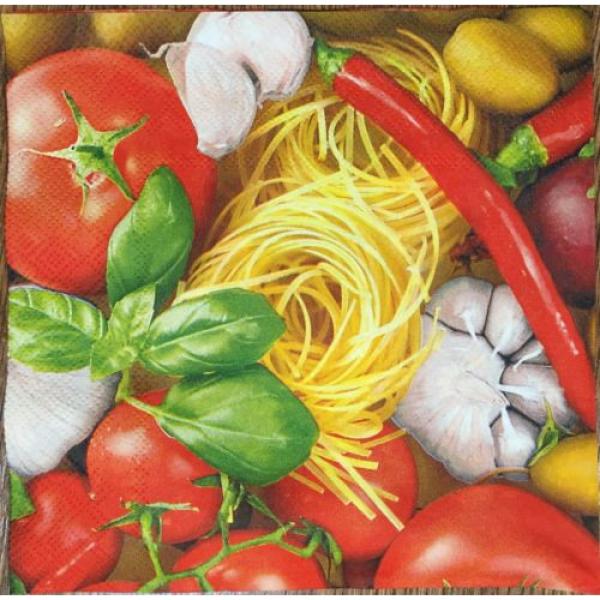 2 single paper napkins Decoupage Scrapbooking Collection Tomato Seasoning Garlic #1 image