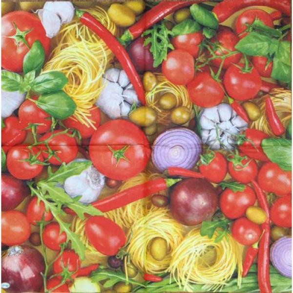 2 single paper napkins Decoupage Scrapbooking Collection Tomato Seasoning Garlic #2 image