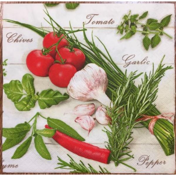 2 single paper napkins Decoupage Scrapbooking Collection Tomato Seasoning Garlic #2 image