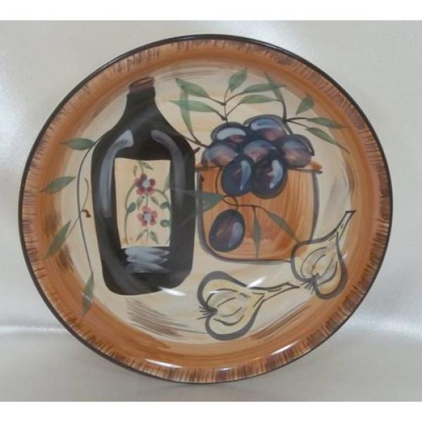Tuscan Style Vegetable Serving Bowl - Hand Painted with Olives &amp; Garlic - Casino #2 image