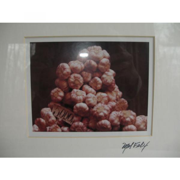 Signed print stack of garlic framed &amp; matted Mel Felix 5.5 x 6 overall 12 x 15 #2 image