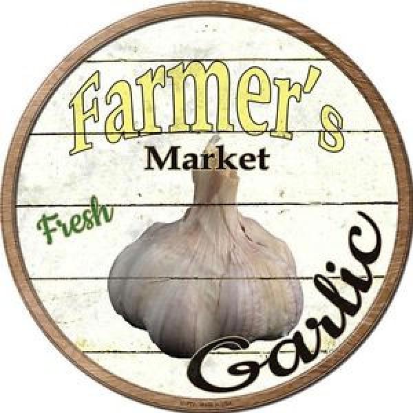GARLIC Farmers Market 12&#034; Round Vintage Style Metal Signs Retro Kitchen Decor #1 image