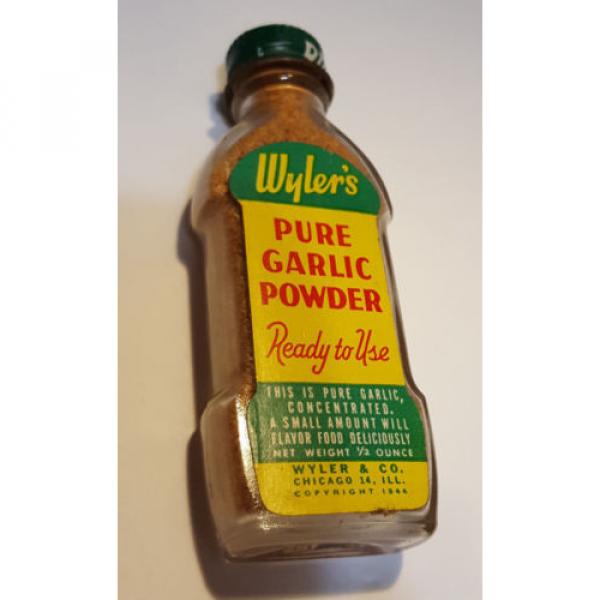 Vintage Glass Wyler&#039;s Pure Garlic Powder Spice Bottle Unopened Great Color Label #1 image