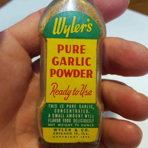 Vintage Glass Wyler&#039;s Pure Garlic Powder Spice Bottle Unopened Great Color Label #5 image