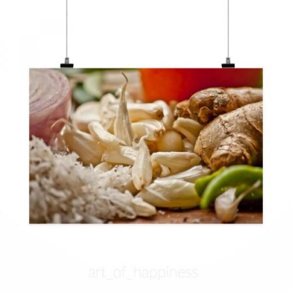 Stunning Poster Wall Art Decor Garlic Ginger Herbs Cooking 36x24 Inches #2 image