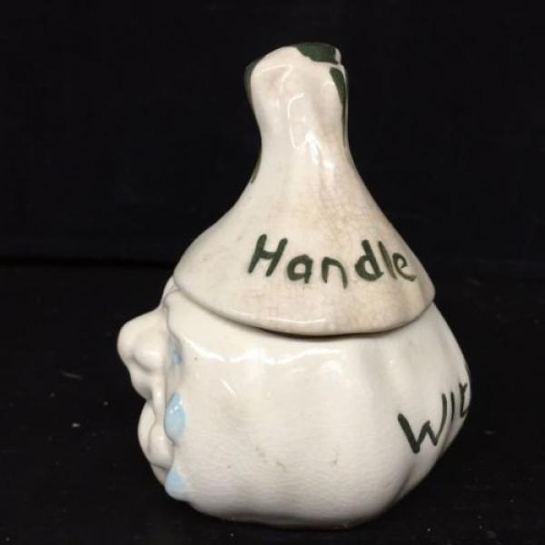VINTAGE CERAMIC KITCHEN GARLIC KEEPER &#034;HANDLE WITH CARE&#034; CRYING MAN! #2 image