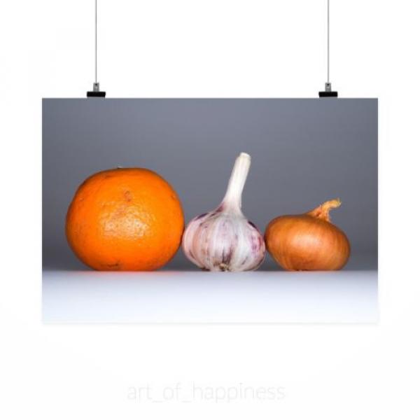 Stunning Poster Wall Art Decor Garlic Onion Orange Food Spices 36x24 Inches #2 image