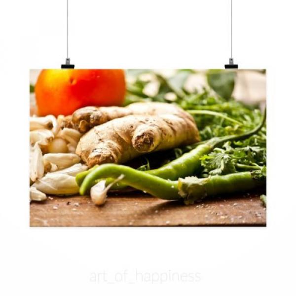 Stunning Poster Wall Art Decor Garlic Ginger Chilli Herbs Cooking 36x24 Inches #2 image