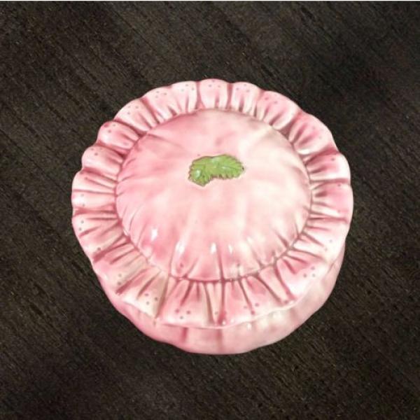 VTG Dona&#039;s molds MC &#039;87 finished ceramic garlic pink mauve bowl ruffled edge #2 image